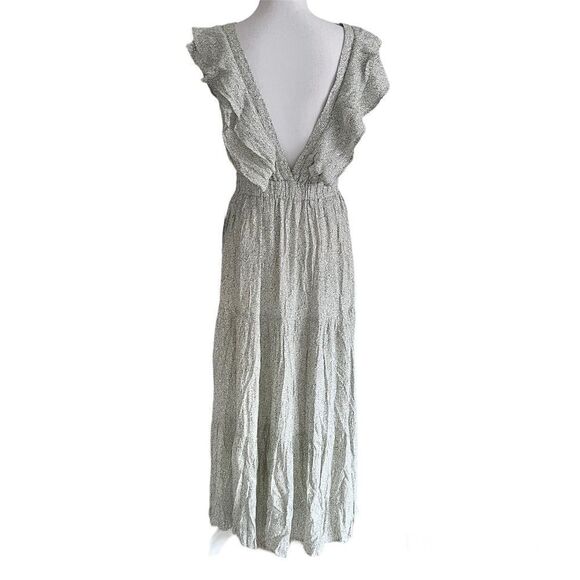 Lulus Romance In Bloom Floral Ruffled Tiered Midi Dress Medium NWT Green - Picture 5 of 9